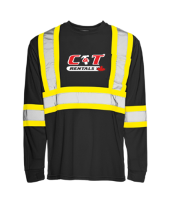 Long Sleeve Polyester Traffic T-Shirt, 4″ Refl. Tape
